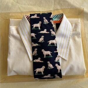 Nick(it) Men's Striped Shirt with Dog Pattern Tie from Orvis
